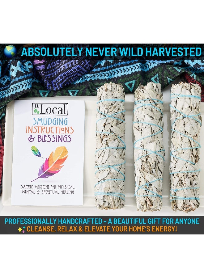 JL Local 6" 3 Pack White Sage Smudge Sticks | 6-inch Large Wanderlust Smudging Wand Incense Stick for Cleansing, Purifying, Healing, Meditation, Yoga, Blessing New Home (3 Pack) - Image 4